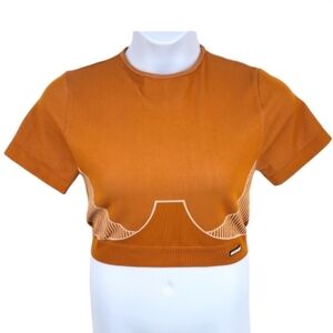 Pretty Little Thing Orange Tan Cropped Top Collared XXl